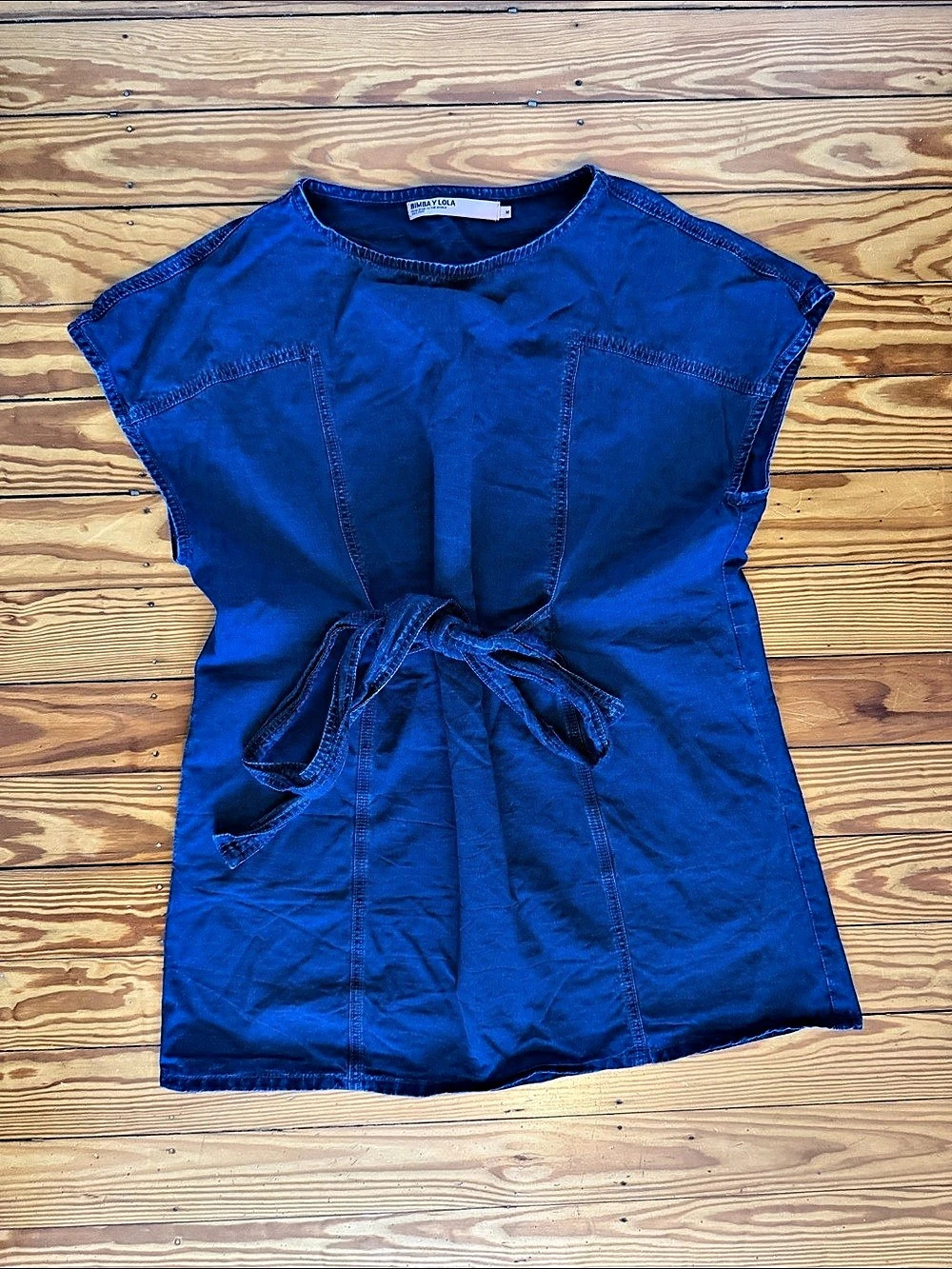 Bimba y Lola Women's Blue Tie-Front Top Size Medium Like New